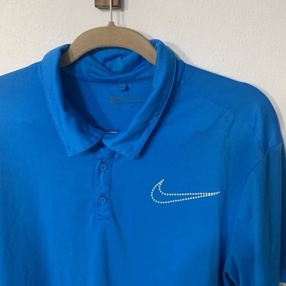 NIKE shirt mens bright blue dri fit golf polo size xxl
